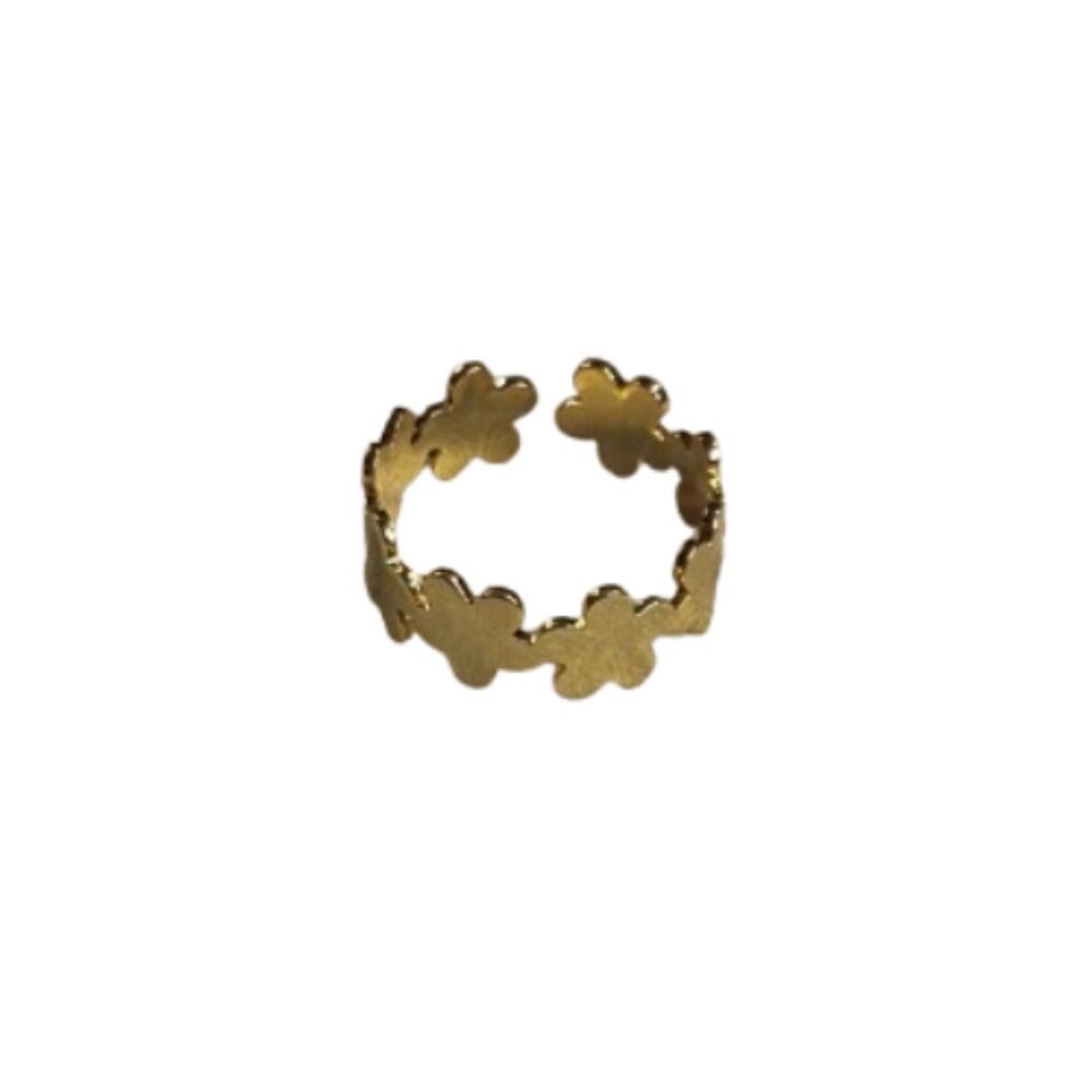 Gold Floral Flower Band Ring Size 7.5 Adjustable New without Tags NWOT